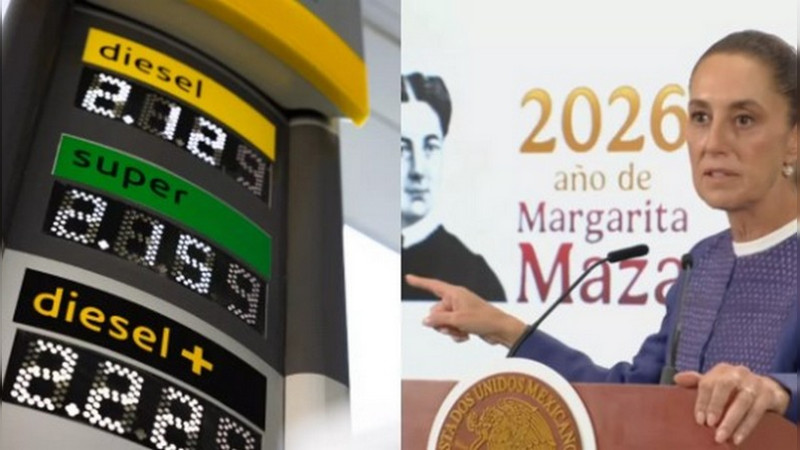 Claudia Sheinbaum cuestiona alto precio del diésel y anuncia revisión con el SAT