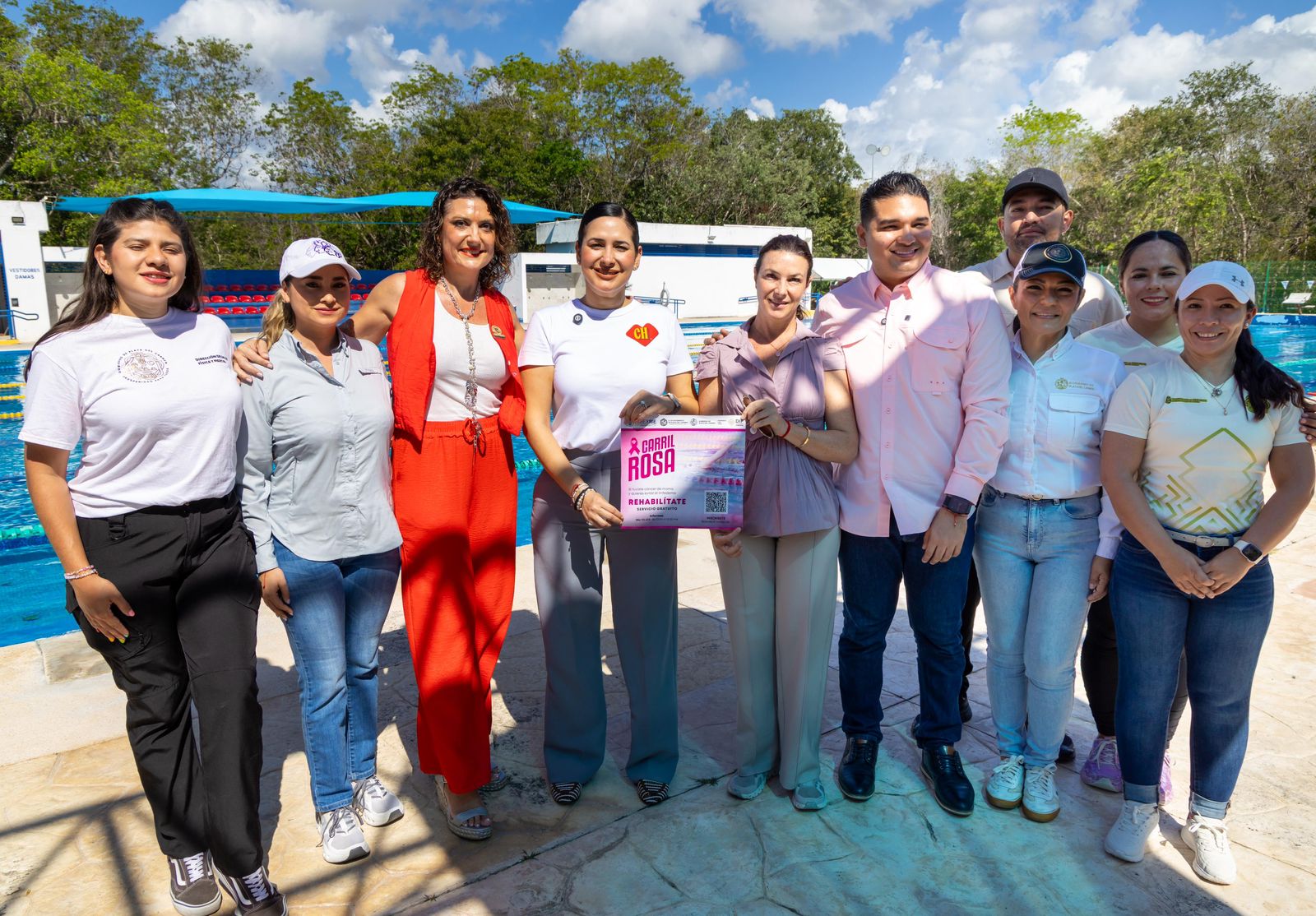 Anuncia Estefanía Mercado “Carril Rosa” en alberca olímpica, para atención especializada a mujeres con linfedema