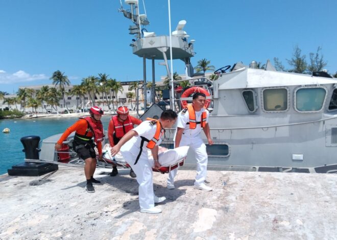 Por problemas médicos, evacúa marina a turista estadounidense de crucero