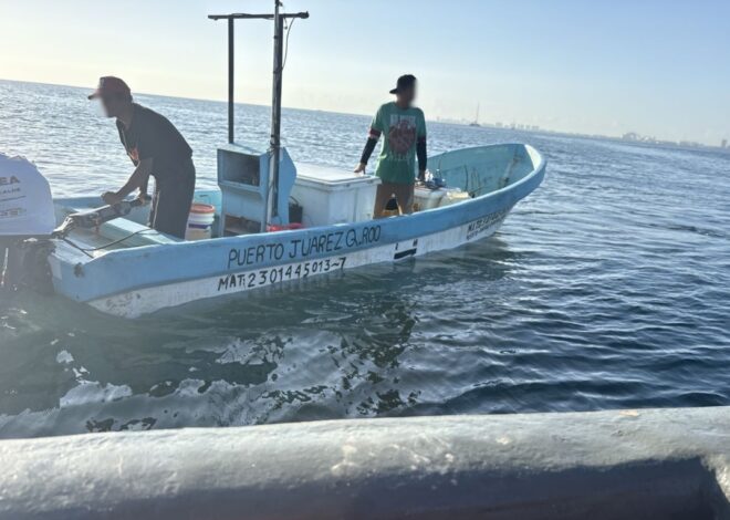 Aseguran embarcación y cargamento pesquero ilegal en Isla Mujeres