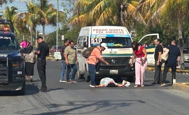 Chofer de combi atropella a empleada de la FGE en la avenida Xcaret de Cancún