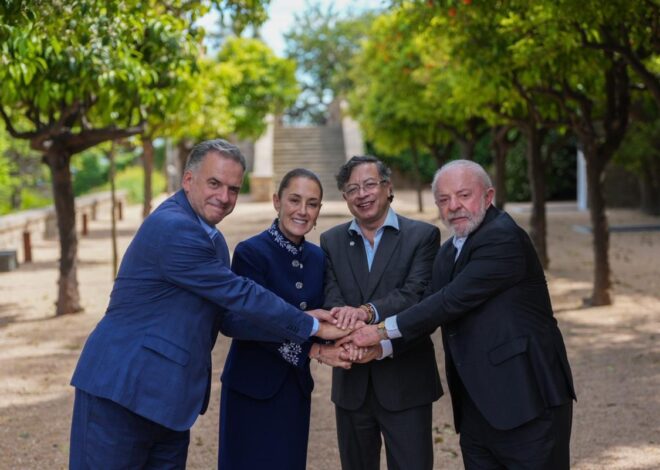 Encuentro clave en España: Sheinbaum, Lula, Petro y Orsi dialogan