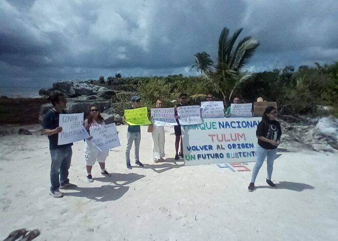 En aniversario del Parque Nacional Tulum, protestan por impacto económico en zona costera
