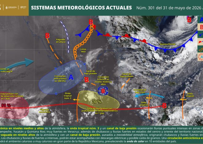 Prevén lluvias intensas para la Península este domingo, por una onda tropical