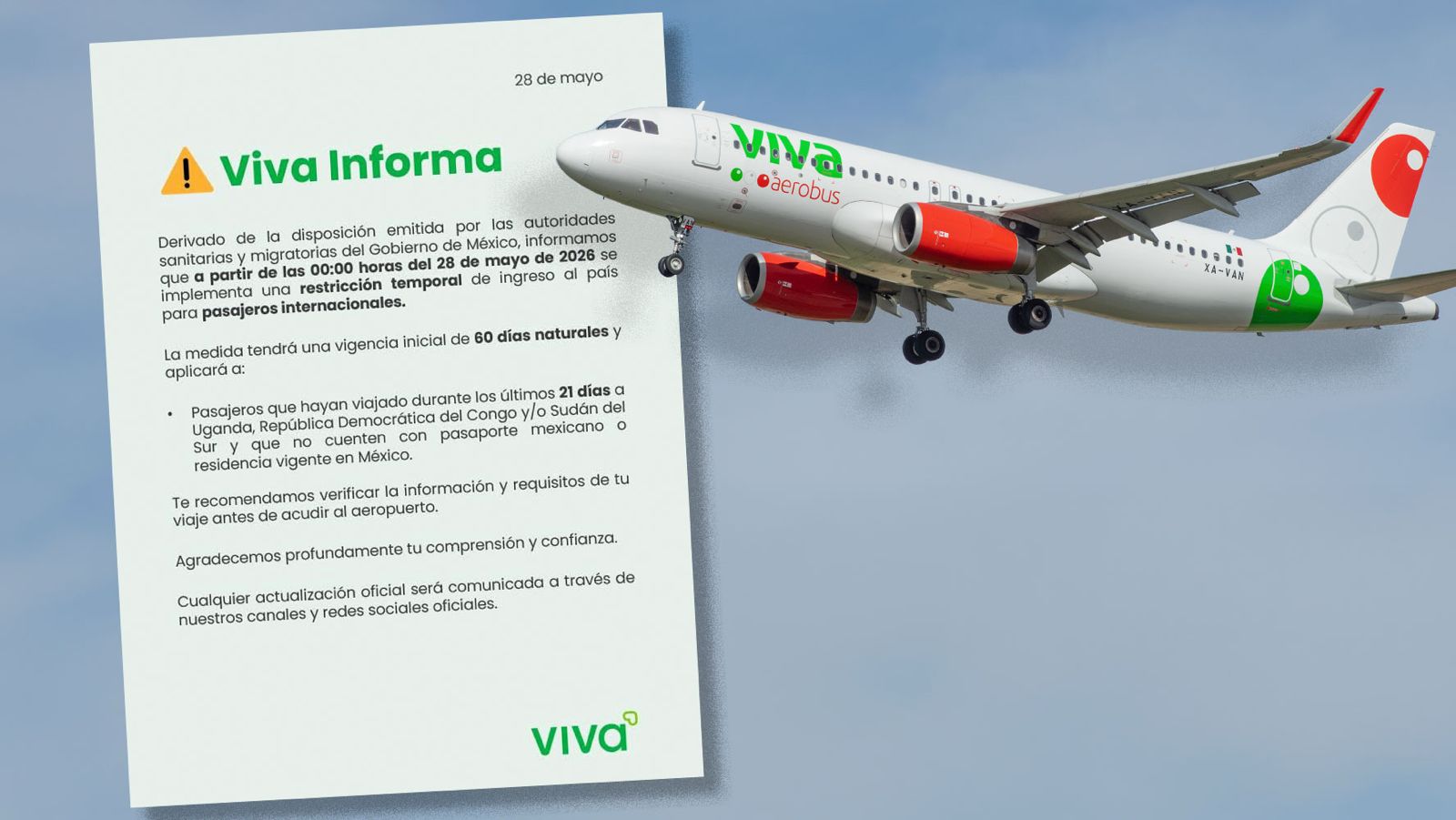 Viva Aerobus impone restricciones a viajeros por brote de ébola