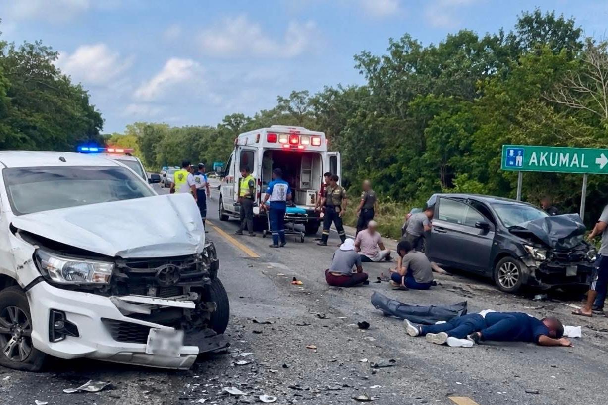 Accidente en la federal 307 a la altura de Akumal deja cinco lesionados
