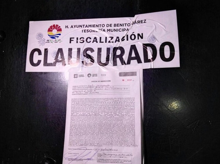Caen clausuras en Cancún por operar sin permisos