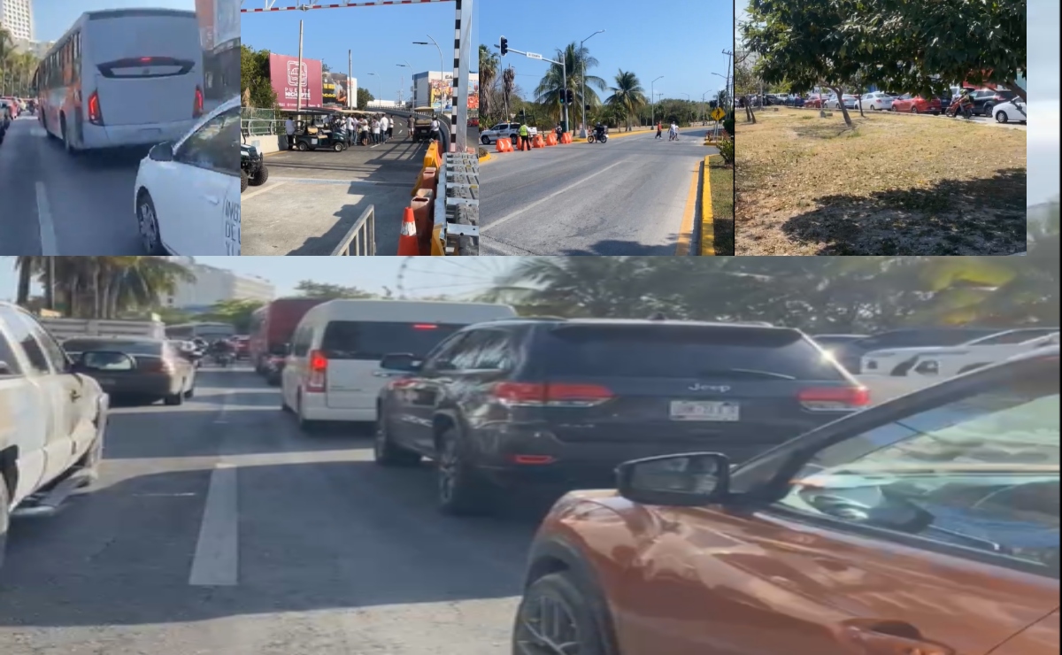Caos vial en Cancún por inauguración del Puente Nichupté |VIDEO