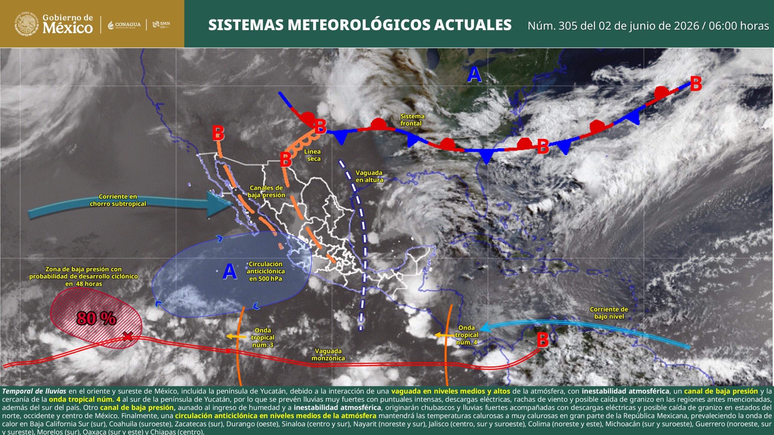 Onda tropical 4 coloca bajo alerta a Quintana Roo y la Península por fuertes lluvias