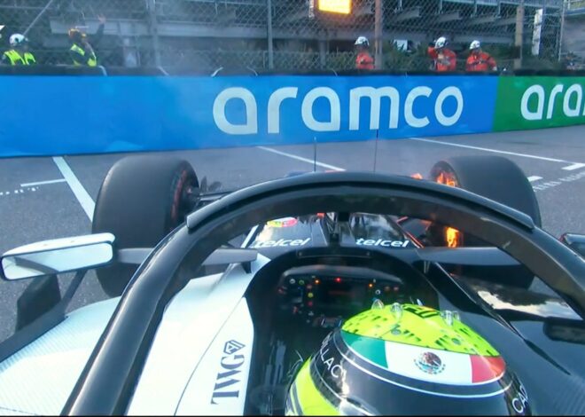 Checo Pérez sufre incendio en su Cadillac durante la FP2 de Mónaco