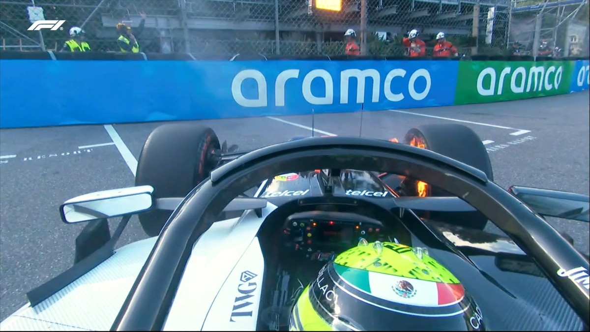 Checo Pérez sufre incendio en su Cadillac durante la FP2 de Mónaco