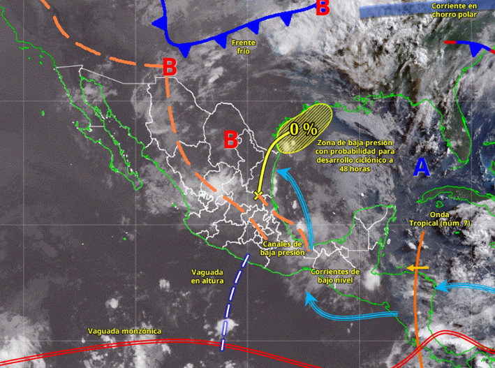 Pronostican lluvias, calor y viento en Quintana Roo por la Onda Tropical 7