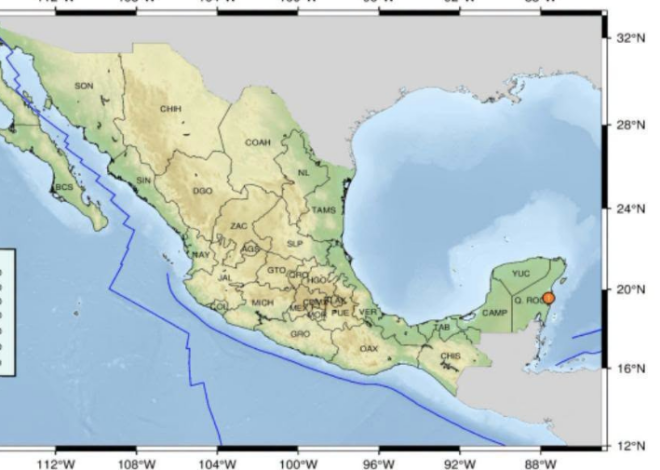 Sismo sacude la zona maya de Quintana Roo
