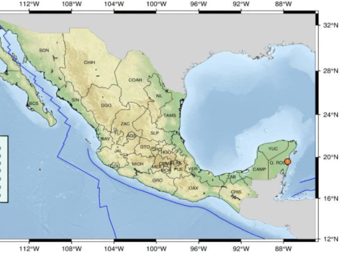 Sismo sacude la zona maya de Quintana Roo