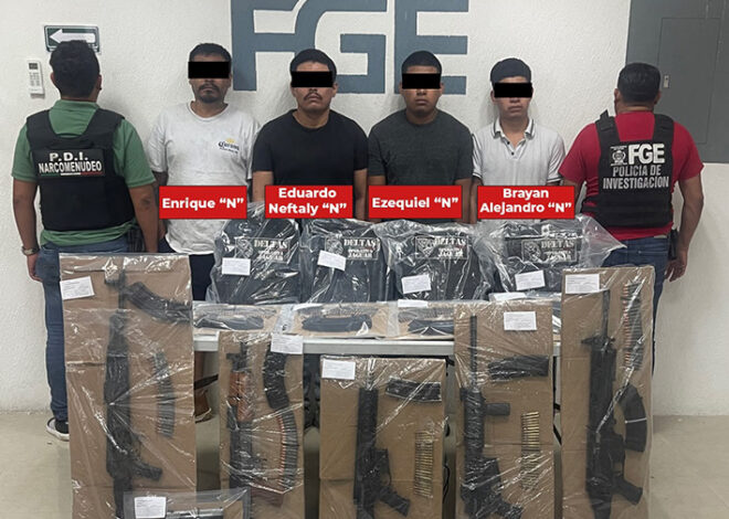Caen nueve por narcomenudeo y arsenal en la Riviera Maya
