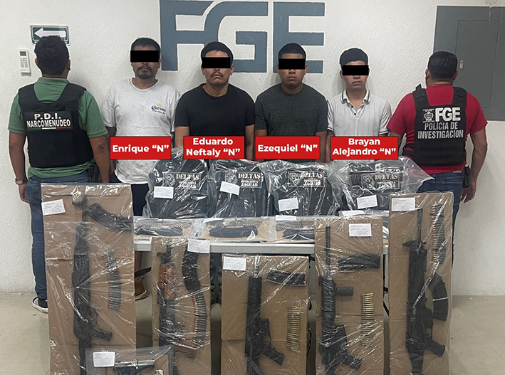 Caen nueve por narcomenudeo y arsenal en la Riviera Maya