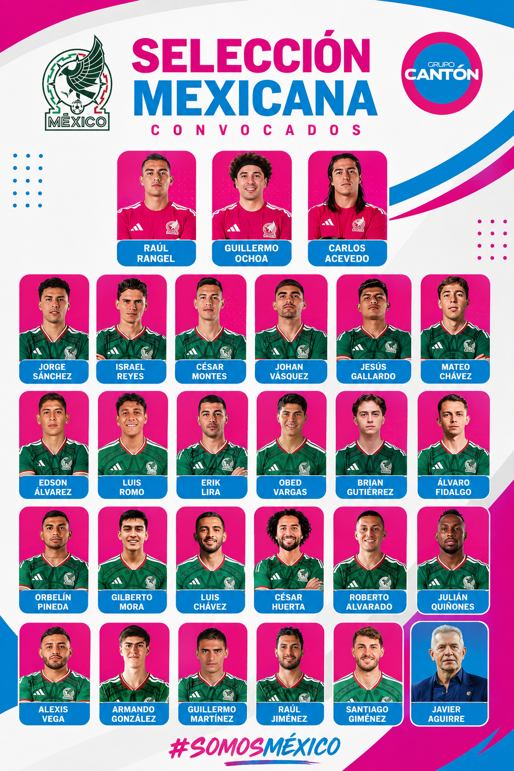 México define su lista mundialista; Chivas es el club con más convocados
