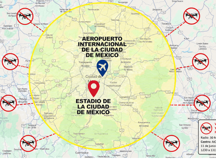 Restringirán vuelos y drones durante inauguración del Mundial 2026