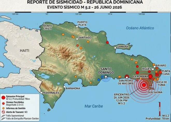 Sismo de magnitud 5.2 sacude República Dominicana; autoridades descartan amenaza de tsunami