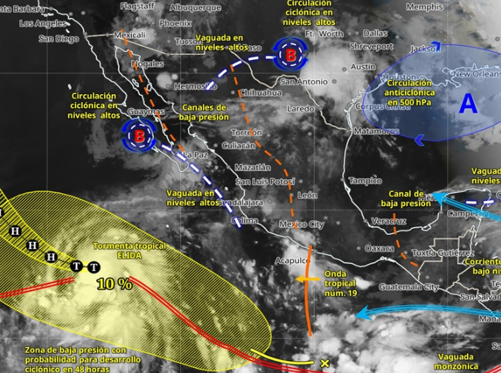Monzón y onda tropical mantienen lluvias en gran parte del país