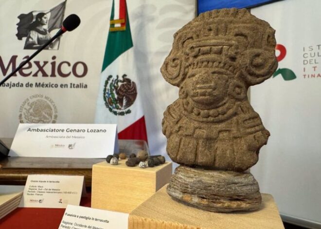 Italia devuelve a México 27 piezas arqueológicas y fósiles recuperados del tráfico ilegal