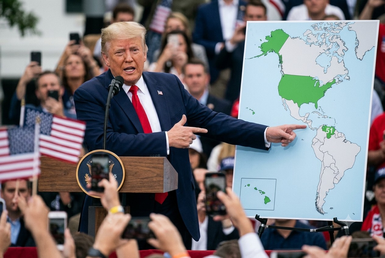 Trump vuelve a agitar la polémica con un mapa que muestra a Venezuela como el “estado 51”
