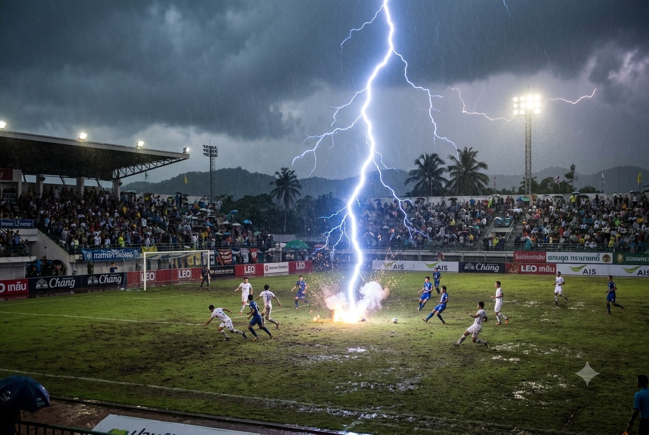 Rayo cae sobre futbolista durante partido en Tailandia