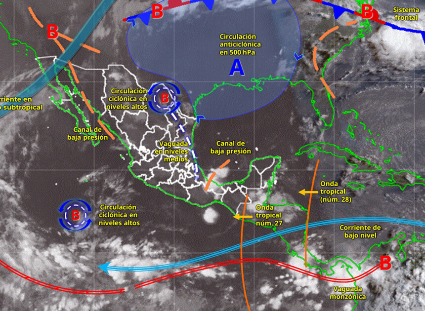 Quintana Roo se empapa: onda tropical 28 trae chubascos y rayos