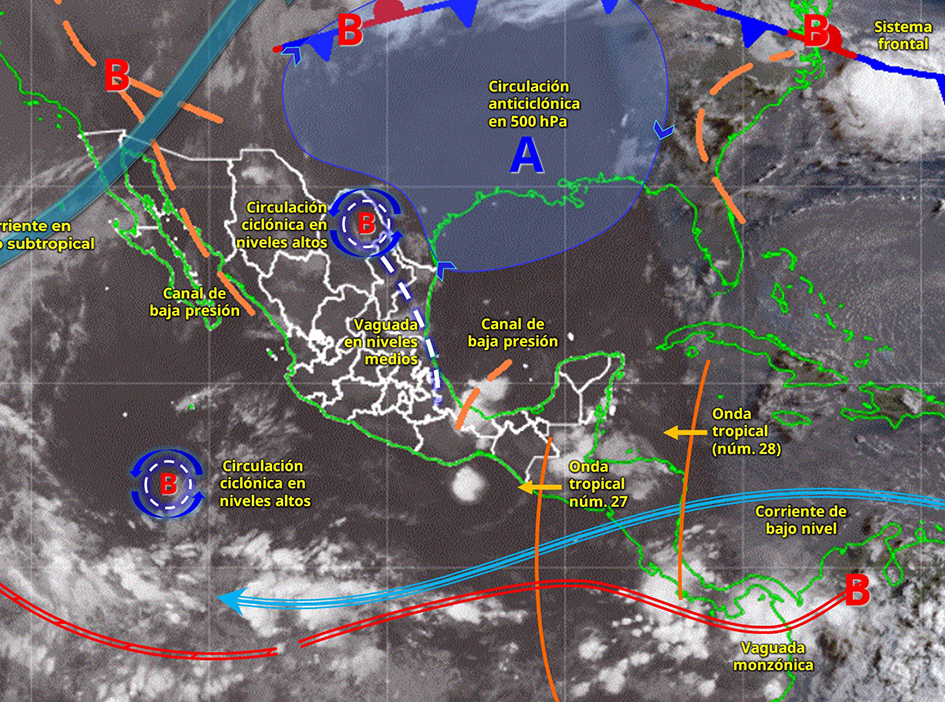 Quintana Roo se empapa: onda tropical 28 trae chubascos y rayos