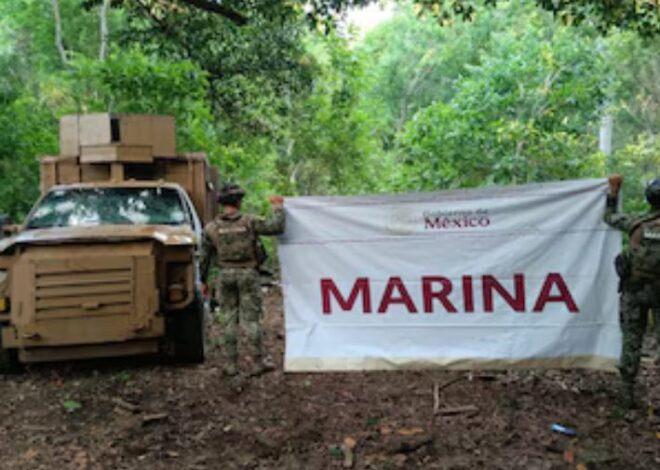 Secretaría de Marina destruye explosivos y vehículo blindado en Sinaloa