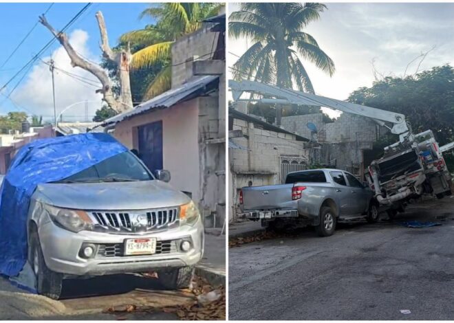 ¡Maniobra sale mal! Camión bomba daña camioneta en Playa del Carmen