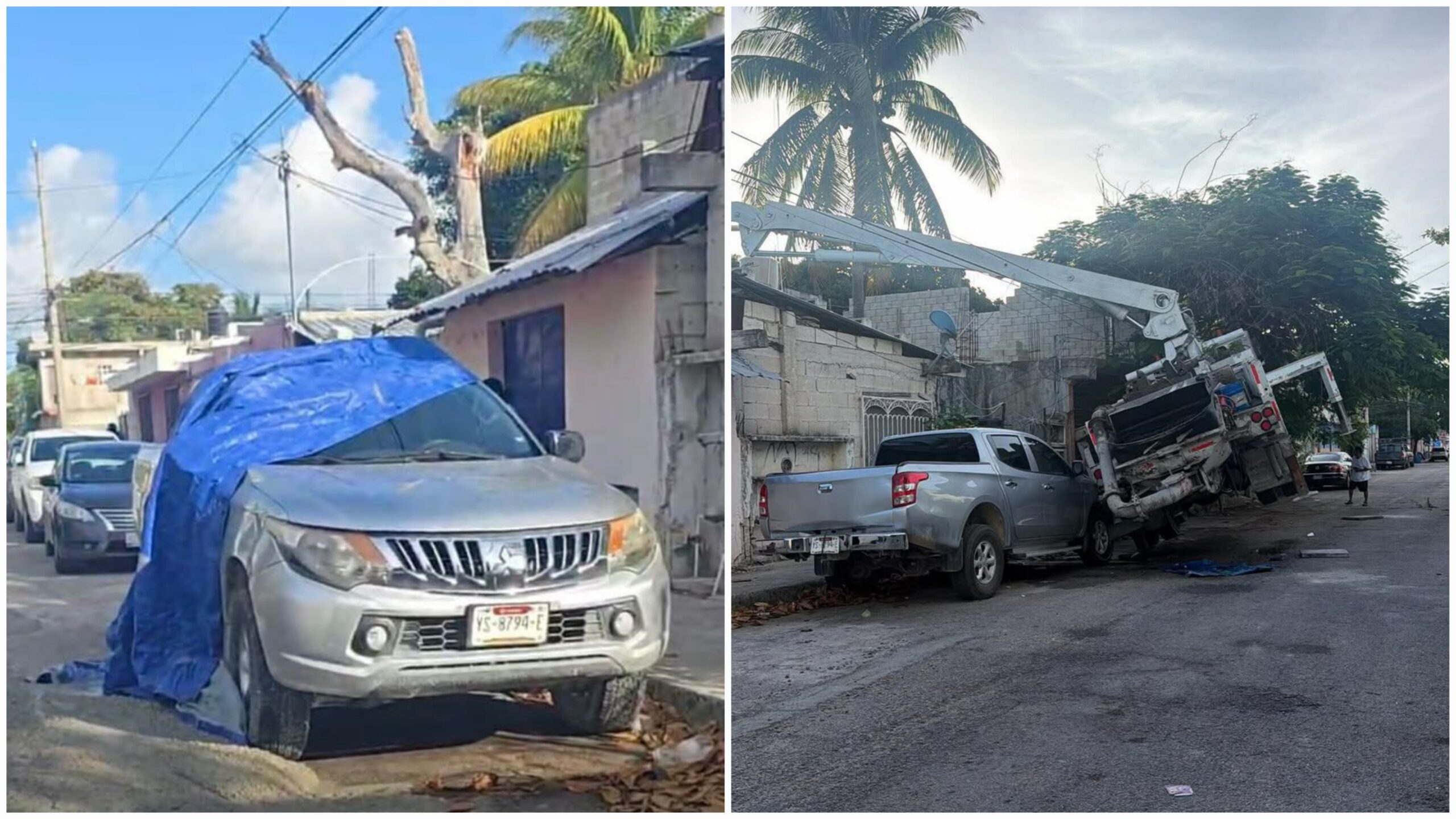 ¡Maniobra sale mal! Camión bomba daña camioneta en Playa del Carmen