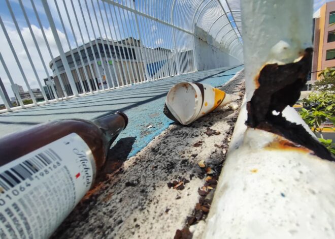 Con masilla y pintura: así “disfrazan” el deterioro en el puente de Plaza Las Américas