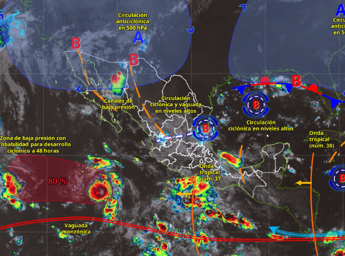Onda tropical 38 reforzará lluvias en Quintana Roo este miércoles