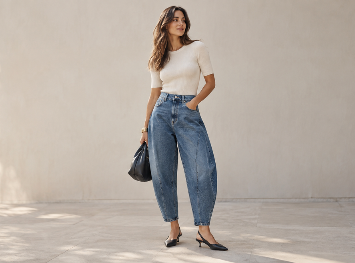 Prenda de la semana: Jeans barrel conquistan el otoño y transforman el denim