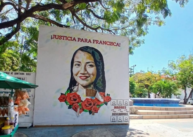 Vandalizan lona de víctima de feminicidio frente al Palacio Municipal de Cancún