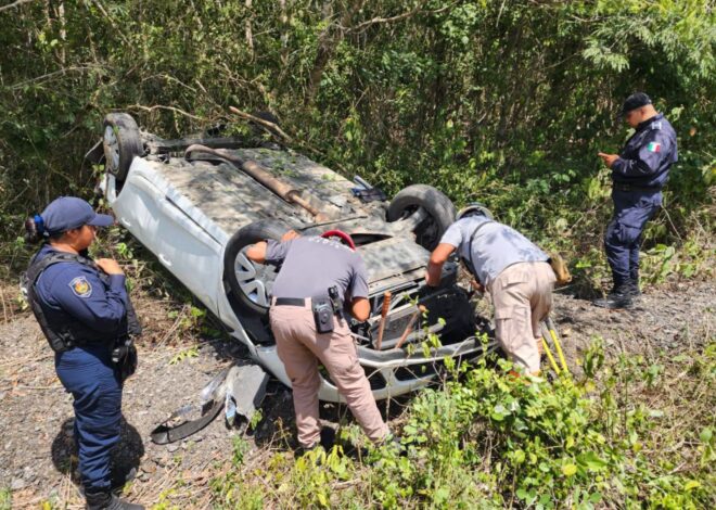 Volcadura en el kilómetro 190 de la carretera 307 moviliza a los cuerpos de emergencia