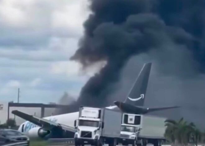 Avión de carga de Amazon se estrella en Miami y deja 5 muertos