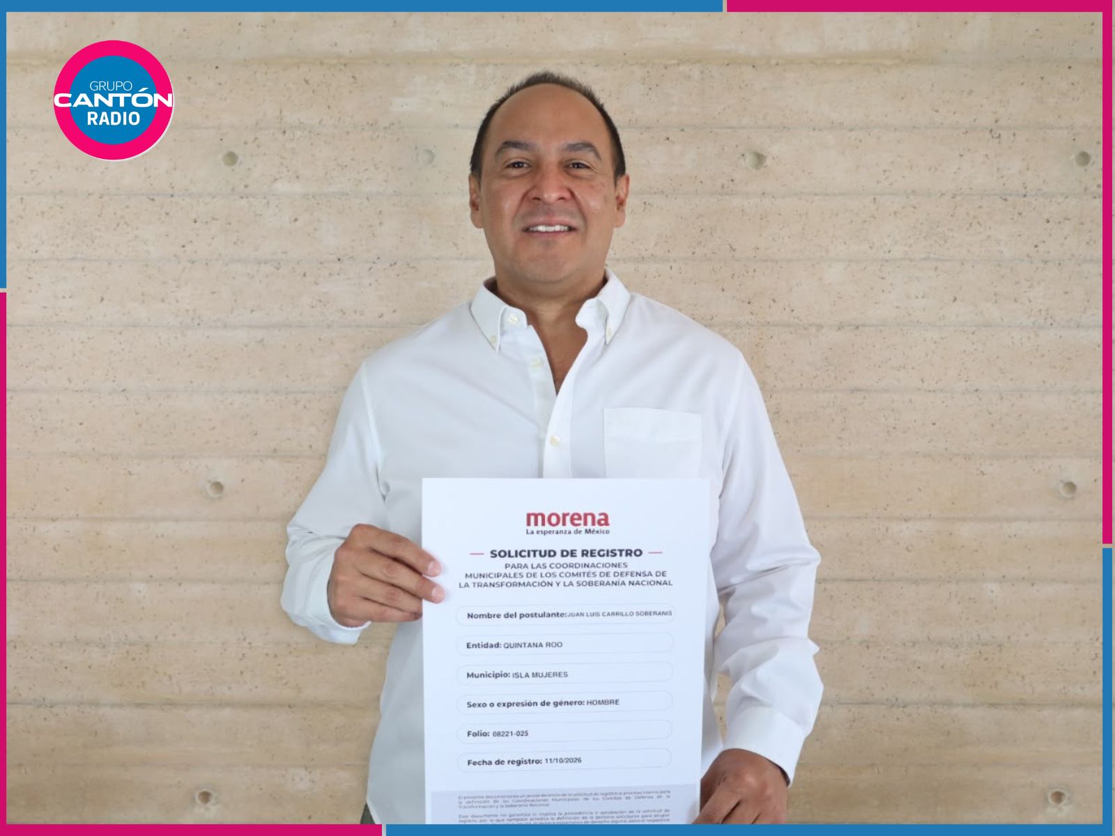 Diputado Juan Carrillo se inscribe para coordinar la Defensa de la Transformación en Isla Mujeres