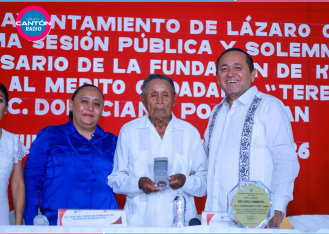 Entregan medalla al Mérito Ciudadano al señor Donaciano Poot Chan en Kantunilkin
