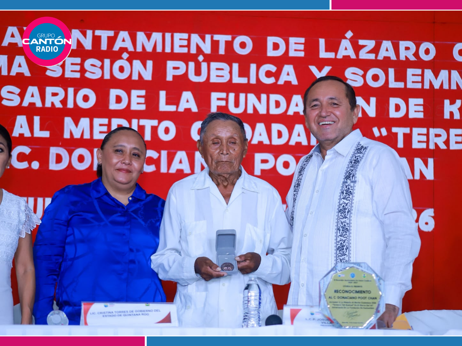 Entregan medalla al Mérito Ciudadano al señor Donaciano Poot Chan en Kantunilkin