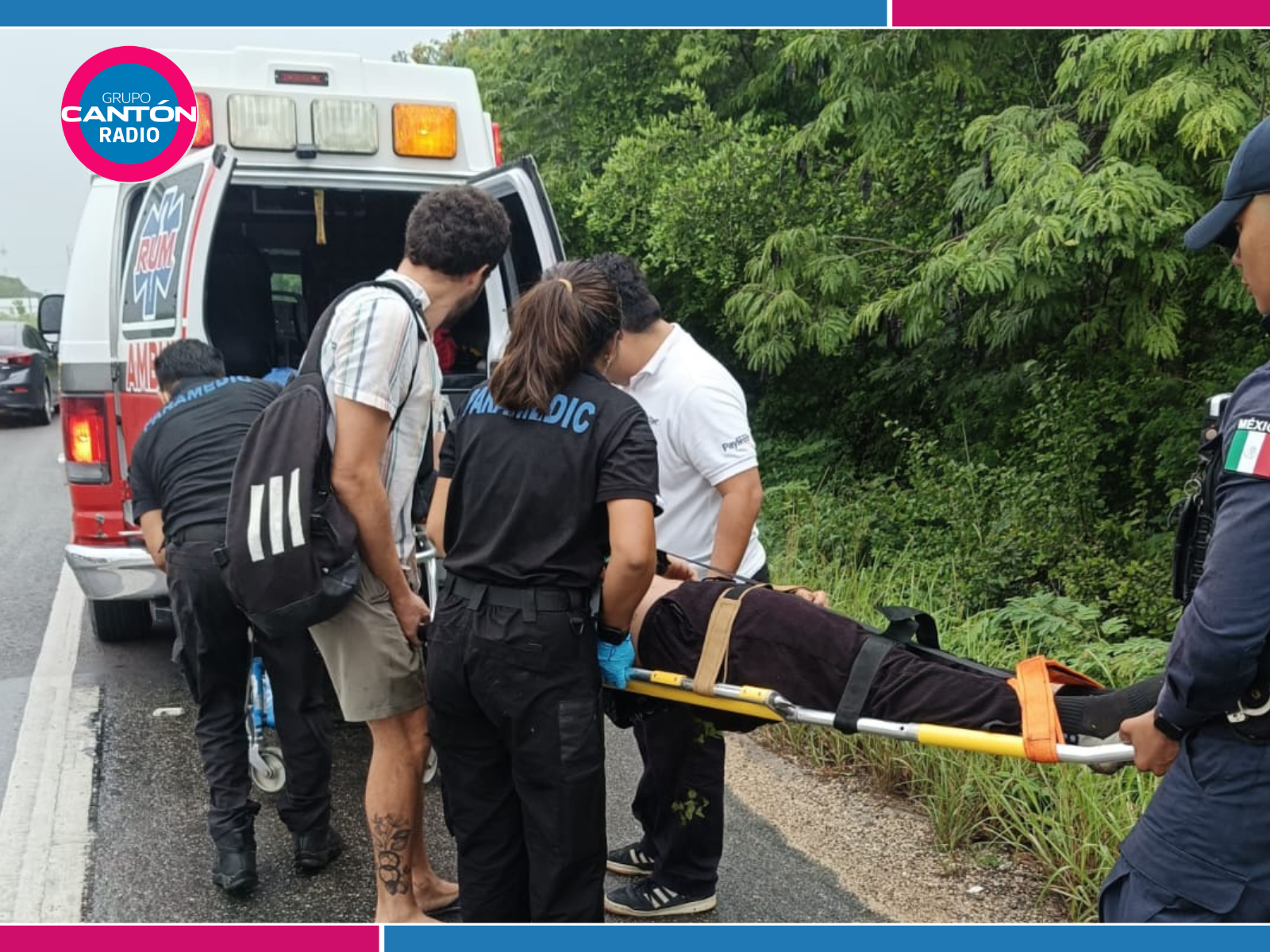 Derrapa motociclista en carretera mojada cuando iba al trabajo