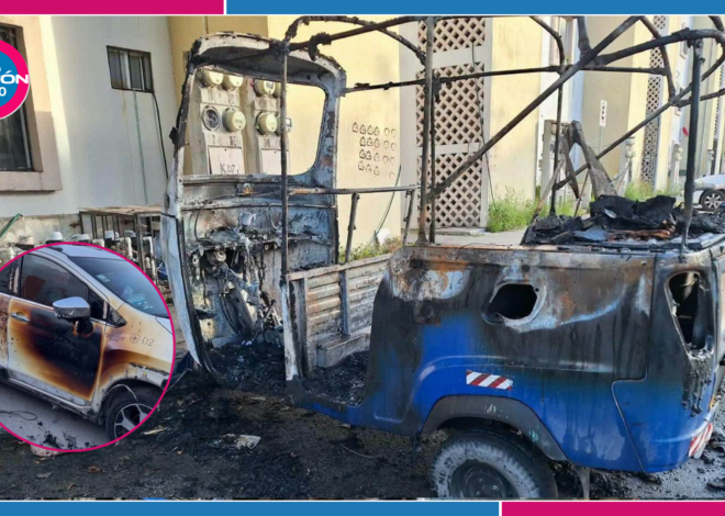 Madrugada de fuego en Cancún: incendian mototaxi y hallan cartulina con amenazas