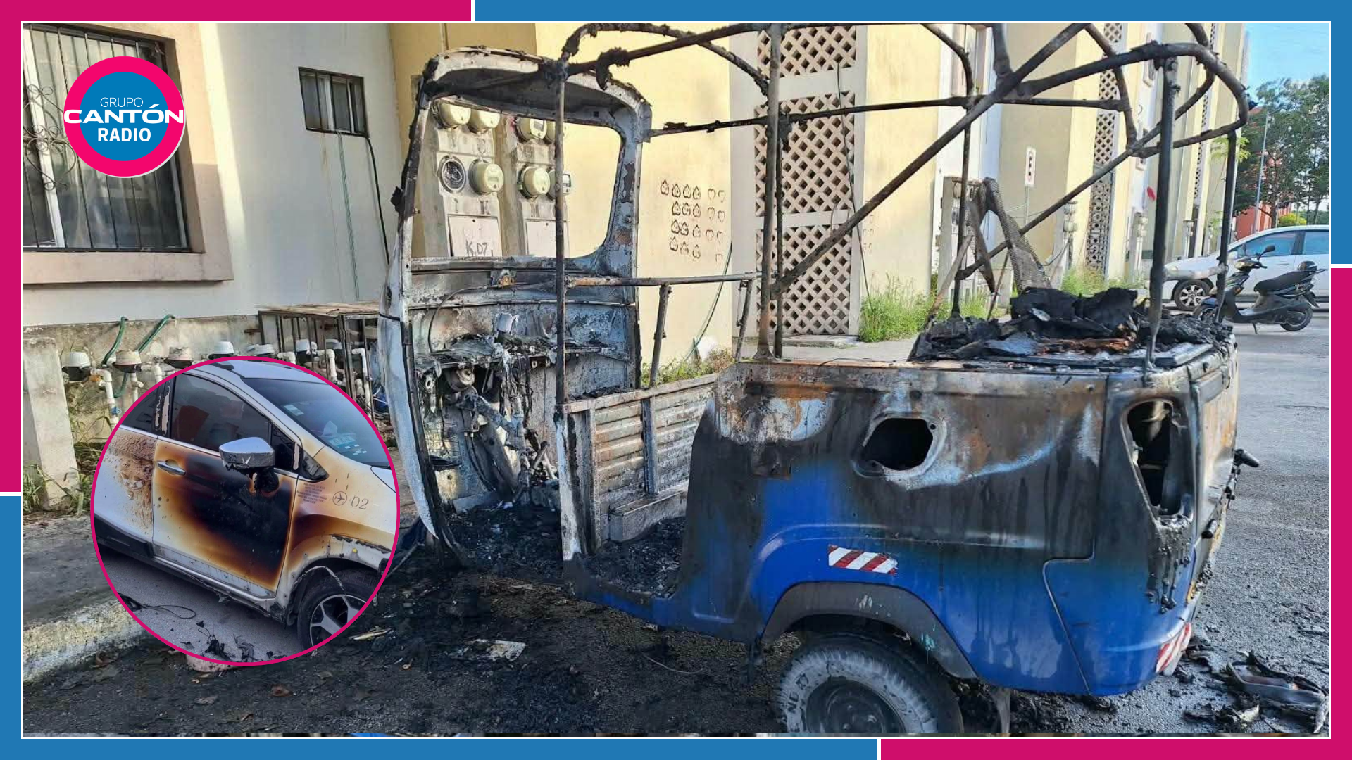 Madrugada de fuego en Cancún: incendian mototaxi y hallan cartulina con amenazas