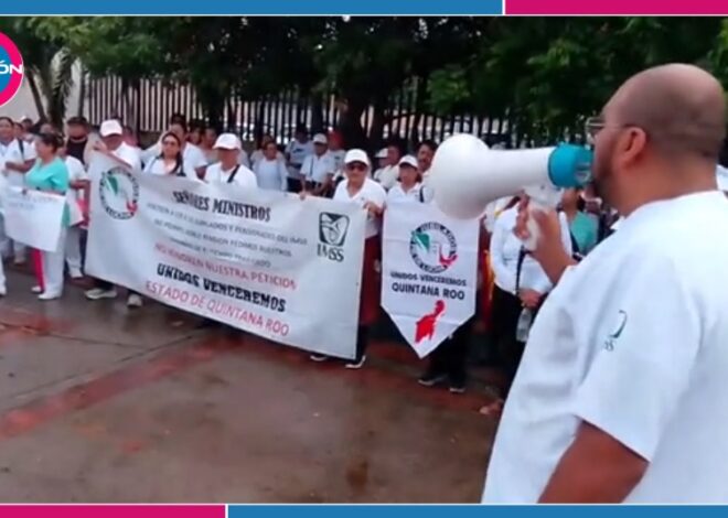 Trabajadores del IMSS marchan en Cancún contra aumento de 2.9% al sueldo tabular