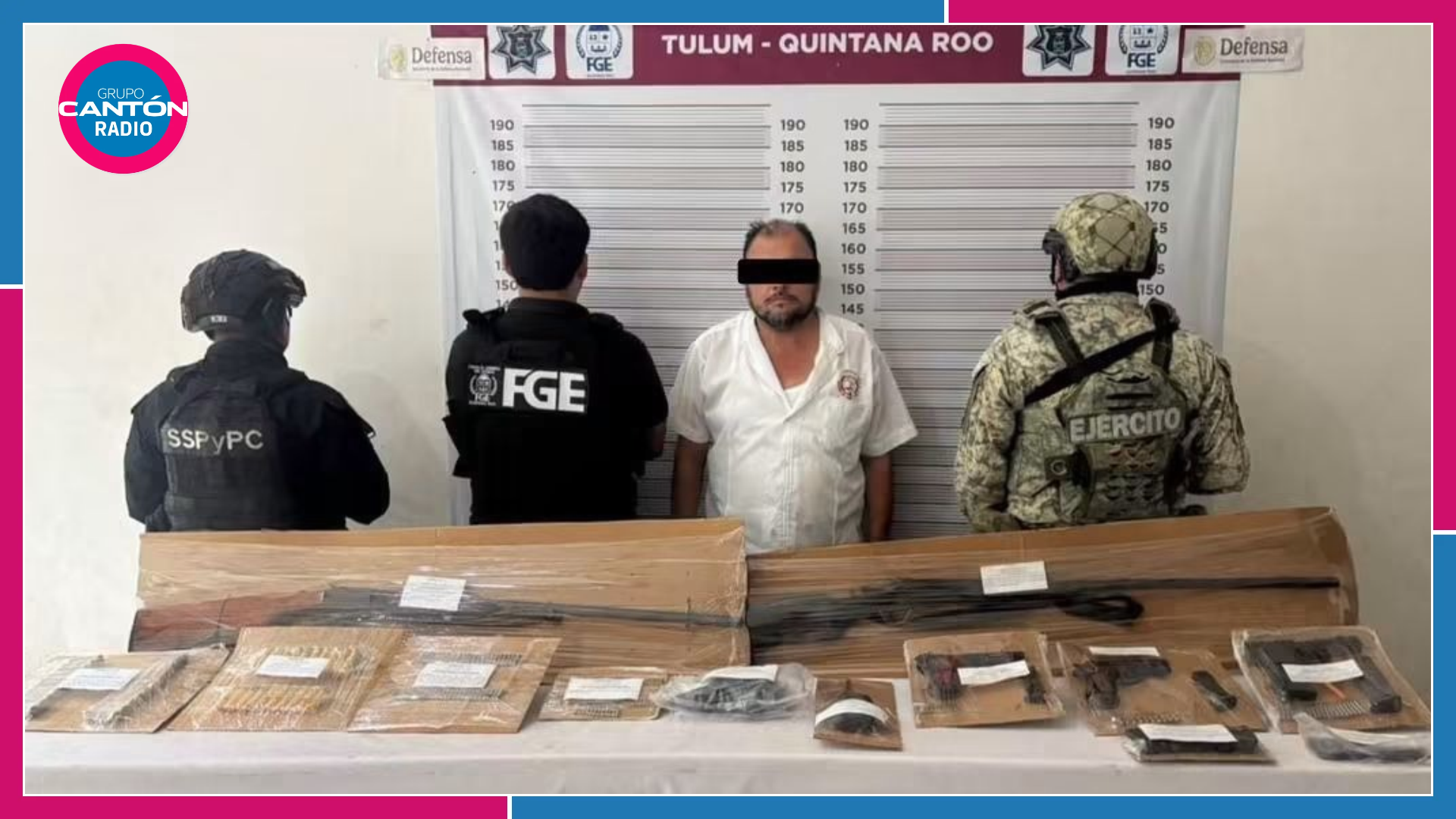Detienen a taxista con cinco armas y más de 130 cartuchos en Tulum