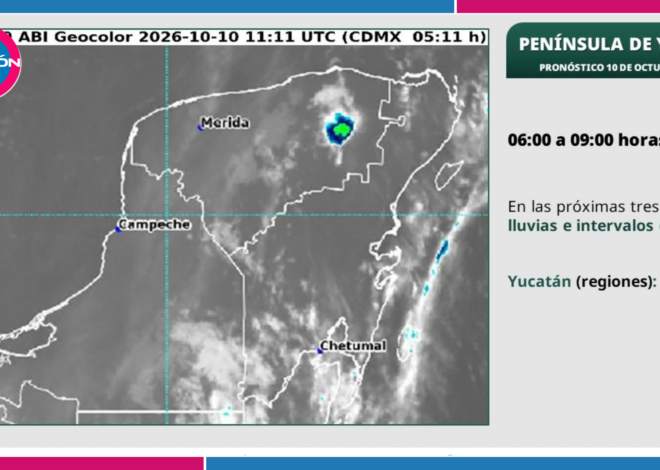 Prevén lluvias y tormentas eléctricas en la Península de Yucatán