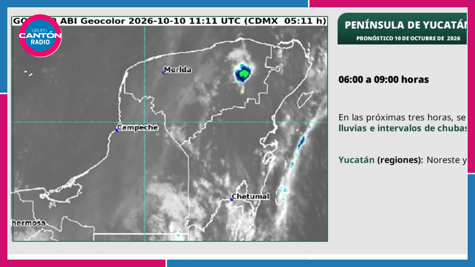 Prevén lluvias y tormentas eléctricas en la Península de Yucatán