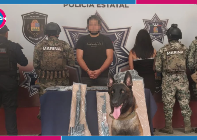 Detienen a hombre y menor de edad con cuatro armas y 264 cartuchos en Mahahual